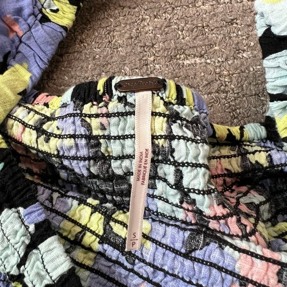 Free People Ariana Floral Printed Puff Sleeve Crop Top Small - Picture 5 of 7